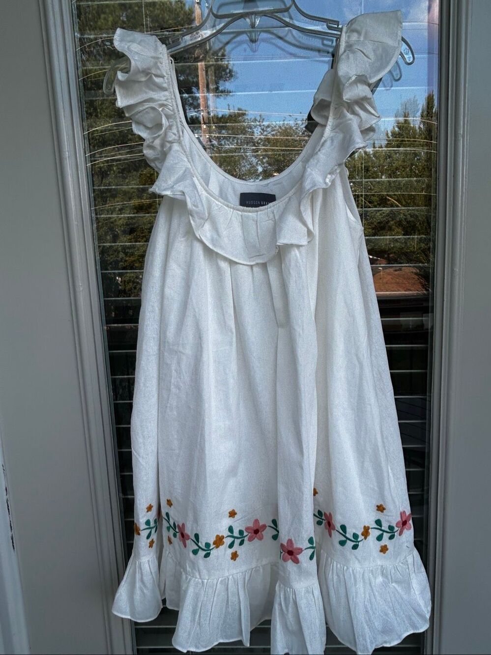 NWT Hudson Gray Baby Doll Cotton Mini Dress White Embroidered L - Picture 8 of 11